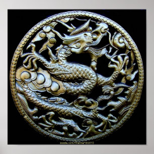 Póster Dragón de bronce chino/impresión oriental del