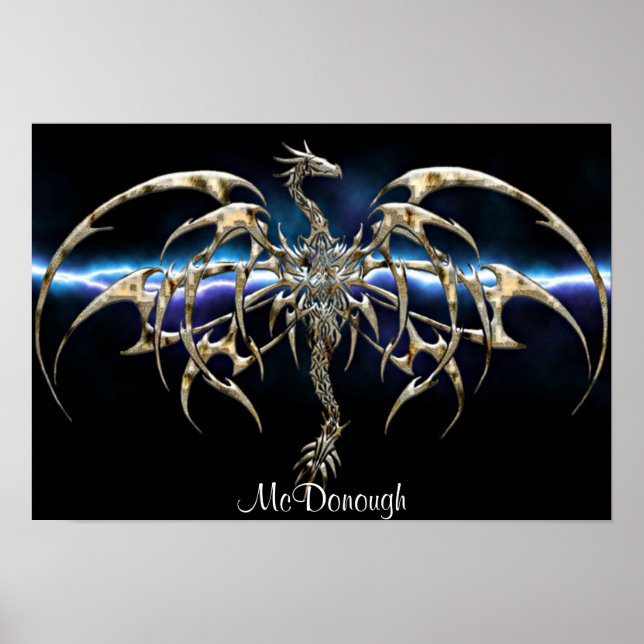 Póster Dragón de bronce en el cielo ligero (Frente)