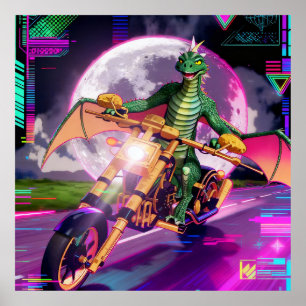 Póster Dragón de carreras de motocicletas
