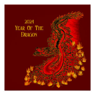 Póster Dragón De China, 2024 Año Del Dragón