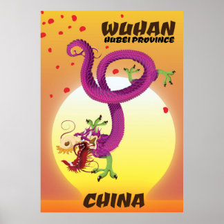 Póster dragón de china en la provincia de Wuhan Hubei