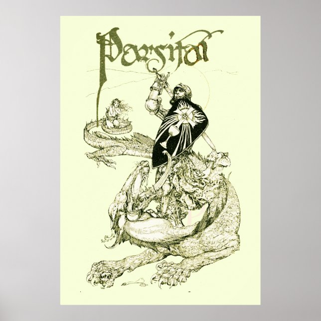 Póster DRAGÓN DE COMBATE DE PERCEVAL, Fantasía DE GRIEGO  (Frente)