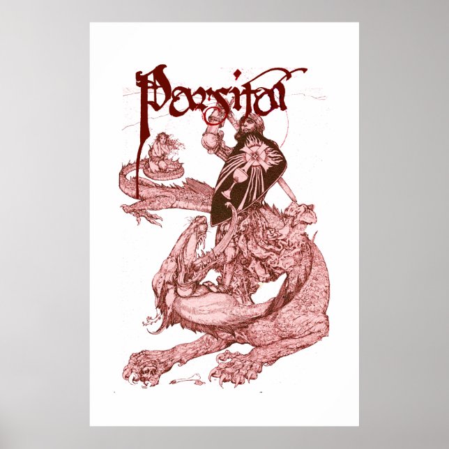 Póster DRAGÓN DE COMBATE DE PERCEVAL, Fantasía DE GRIEGO  (Frente)