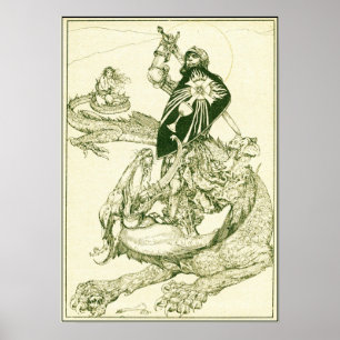 Póster DRAGÓN DE COMBATE DE PERCEVAL, Fantasía DE GRIEGO 