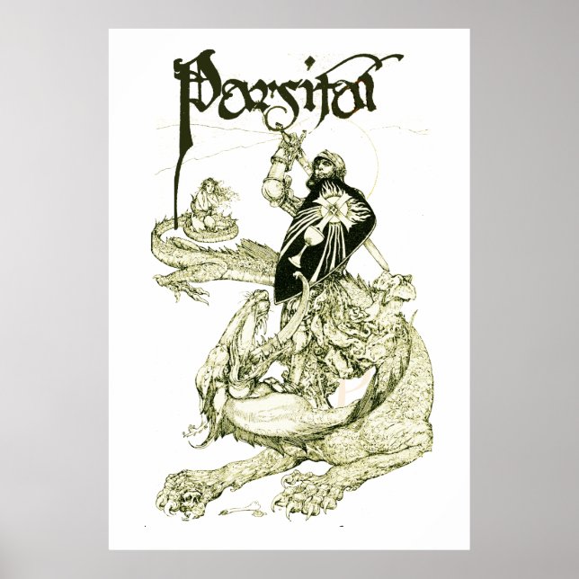 Póster DRAGÓN DE COMBATE DE PERCEVAL, Fantasía DE GRIEGO  (Frente)
