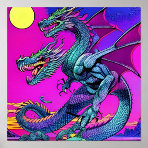 Póster Dragón de doble cabeza