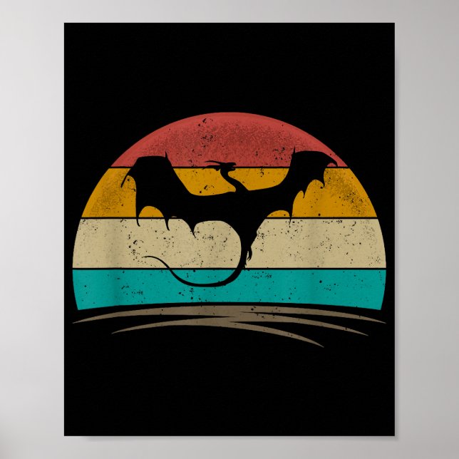 Póster Dragón de Dragón Retro de Camisas Dragónicas Mític (Frente)