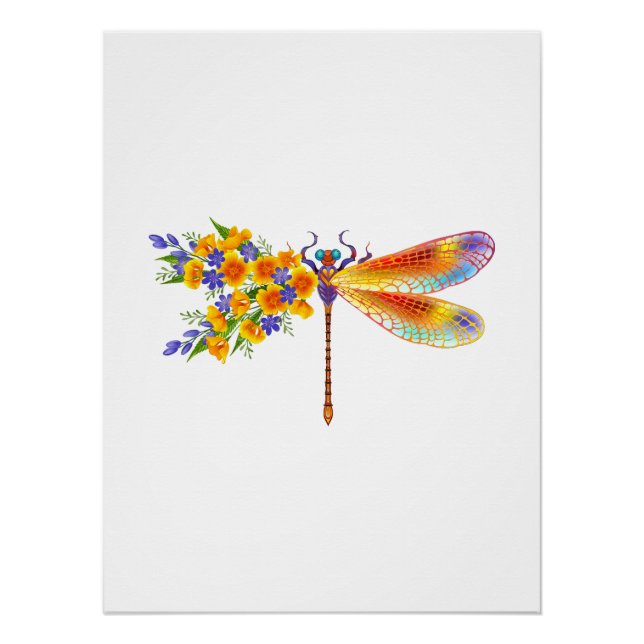 Póster Dragón de flores amarillas (Anverso)