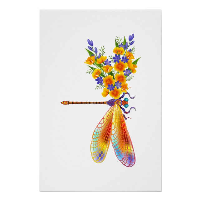 Póster Dragón de flores amarillas (Anverso)