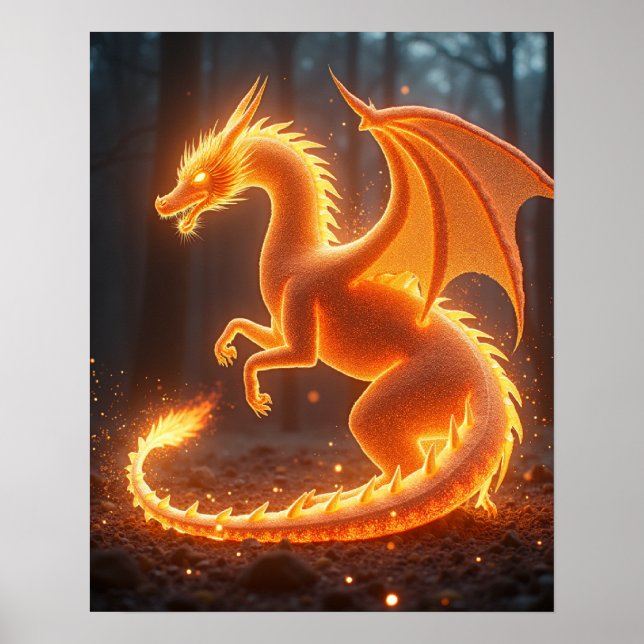 Póster Dragón de incendios de corazón de embrión (Frente)