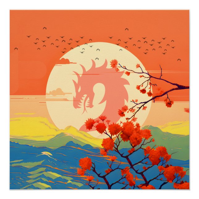 PÓSTER DRAGÓN DE LA MONTAÑA FLOR DE CEREZO  (Anverso)