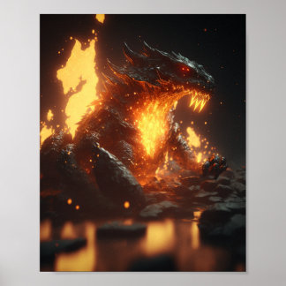 Póster Dragón de lava