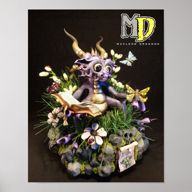 Póster Dragón de mariposa morada MD 11"x14" Mini Poster (Frente)