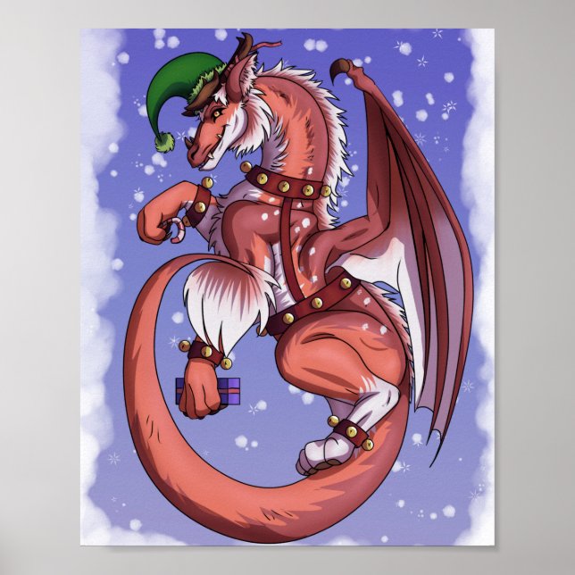 Póster Dragón de navidades (sin texto) (Frente)