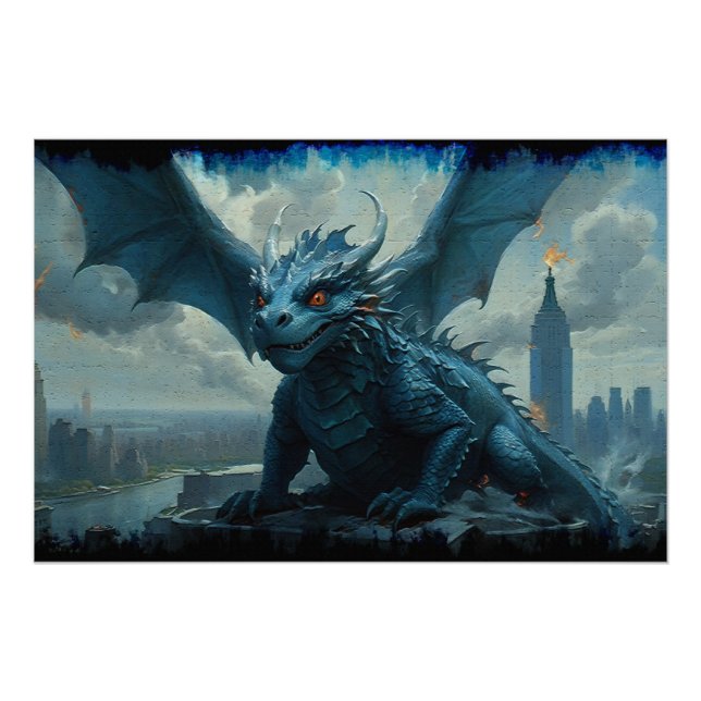 Póster Dragón de Piedra Azul visita Nueva York (Anverso)