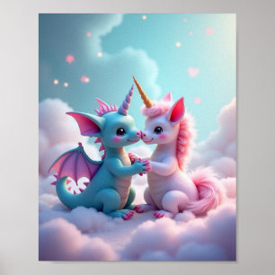 Póster Dragón de unicornio