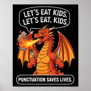 Póster Dragón Divertido Comamos Niños Comas Salva Vidas G