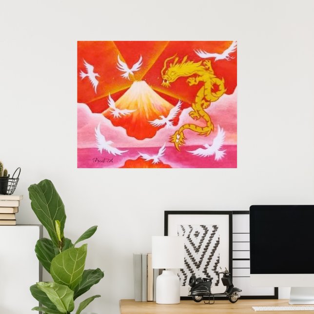 Póster Dragón Dorado★ (Oficina en casa)