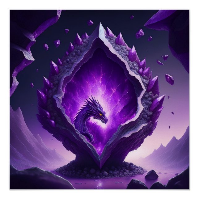 Póster Dragón emerge de la división en nave espacial que  (Anverso)