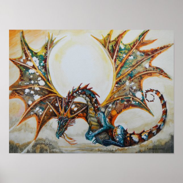 Póster Dragón en el Poster del cielo (Frente)