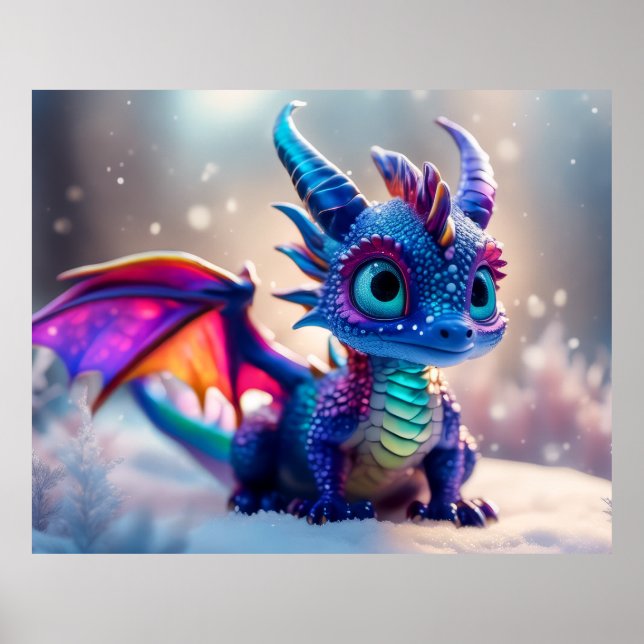 Póster Dragón en la nieve. (Frente)