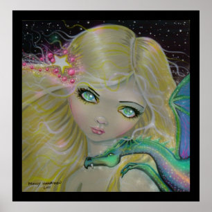 Póster Dragón en mi cartel de hadas de dragón de fantasía