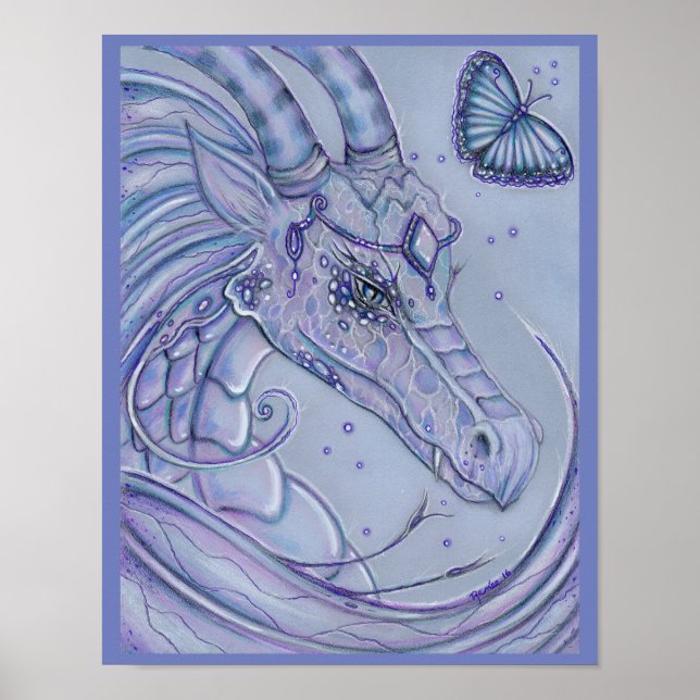 Póster Dragón espliego escarlata y poster de mariposas (Frente)