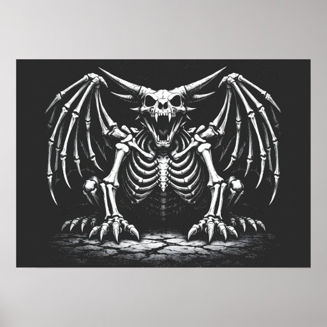 Póster Dragón Esqueleto por BurnsInHell (Frente)