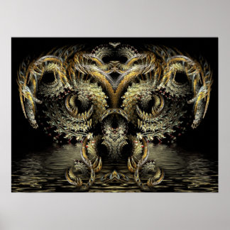 Póster Dragón fractalOwl