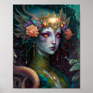Póster Dragon Goddess Queen Fantasy Art