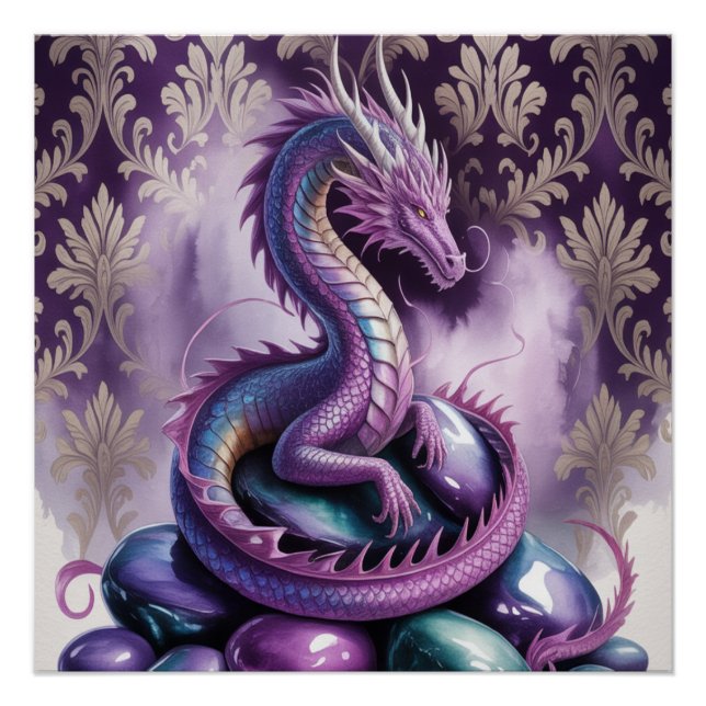 Póster Dragón Gótico Místico Púrpura (Anverso)