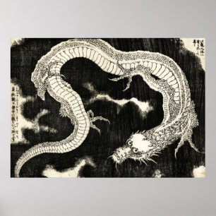 Póster Dragón, Hokusai