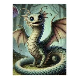 Póster Dragon Jabberwocky Cute Fantasía Creatividad Arte