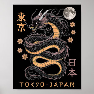 Póster Dragón japonés Tokio Japón años 80 Ani mítico asiá