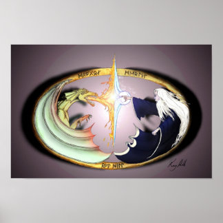 Póster Dragon & Merlin