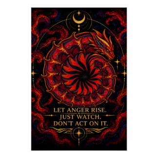 Póster Dragón místico, Arte de fantasía y mindfulness