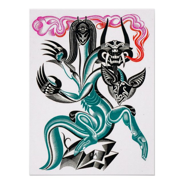 Póster Dragón mítico de 3 cabezas (Anverso)