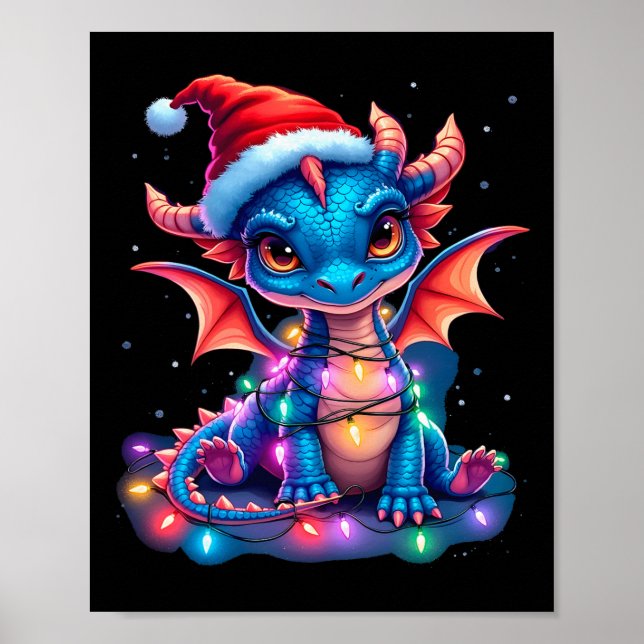 Póster Dragón Navideño Adorable  (Frente)