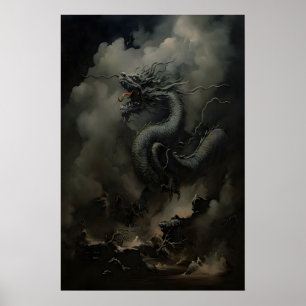 Póster Dragón Negro  Dark Academia, Año Nuevo Chino, Vaca