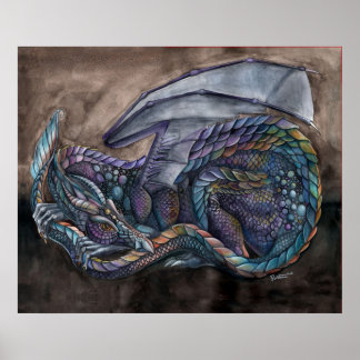 Póster Dragón obsidiano arcoiris de Portia St Luke