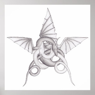 Póster Dragon Pentagram