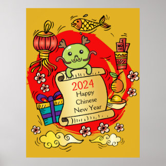 Póster Dragón Personalizado de Año Nuevo chino