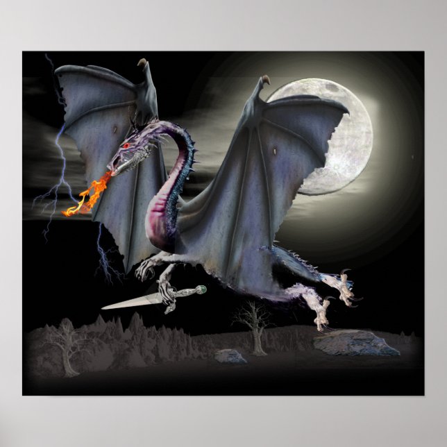 Póster Dragón poster de fantasía (Frente)