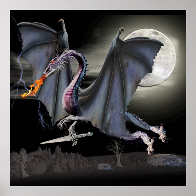 Póster Dragón poster de fantasía (Frente)