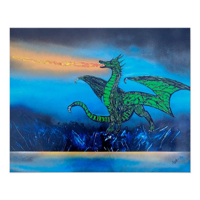 Póster Dragón que escupe llamas (Anverso)