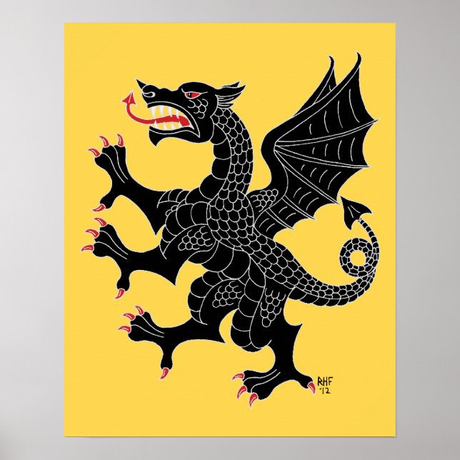 Póster Dragon Rampant Sable (Frente)