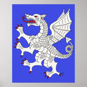 Póster Dragón rampante argento