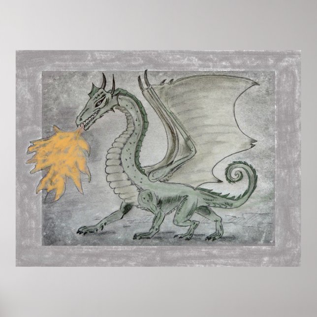 Póster Dragón respirador de incendios (Frente)