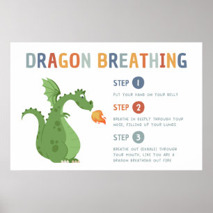 Póster Dragón respirando calma Poster en aula