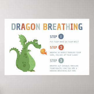 Póster Dragón respirando calma Poster en aula